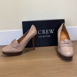 🤎 NWT J.Crew Bella High-Heel Loafers Warm Taupe 8.5 Made in Italy – Style 49158